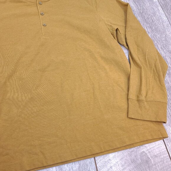 Untuckit Shirt Mens XL Regular Albarino Henley Yellow Cotton Long Sleeve Top - Picture 3 of 7